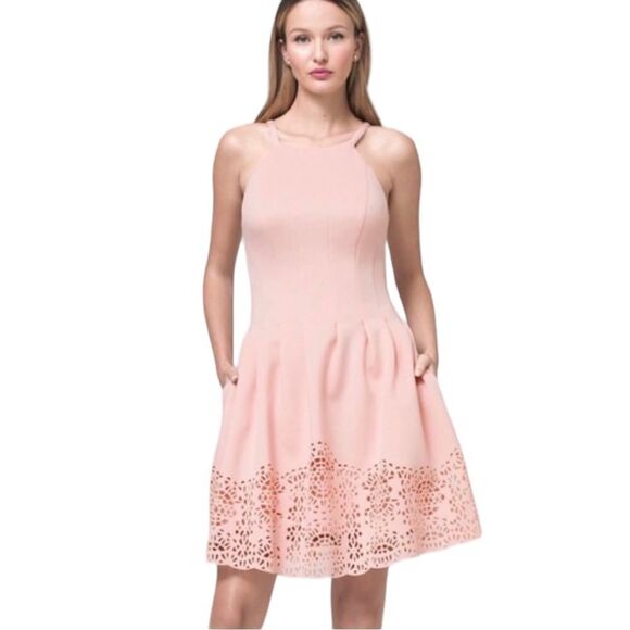 VINCE CAMUTO Size 14P Laser Detail Light Pink Dress has pockets! - Picture 1 of 16